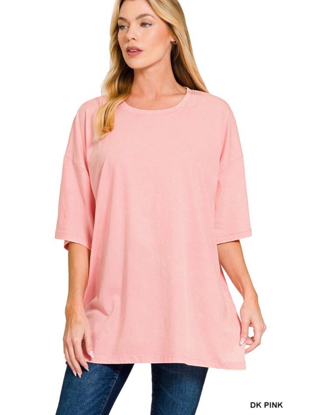Zenana Outfitters Drk Pink Oversized Short Sleeve Tee